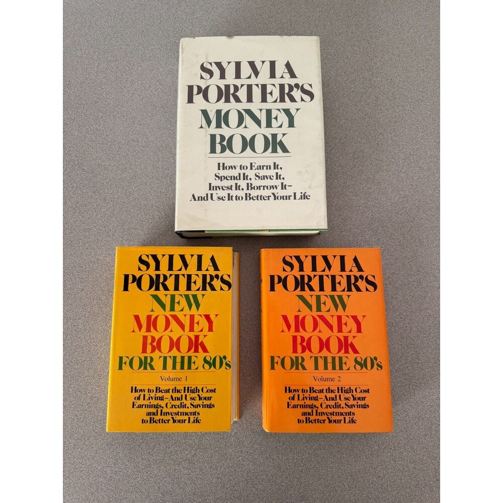 Sylvia Porter's Money Book / New Money Book for the 80's Vol 1 & 2 Vintage 1970s